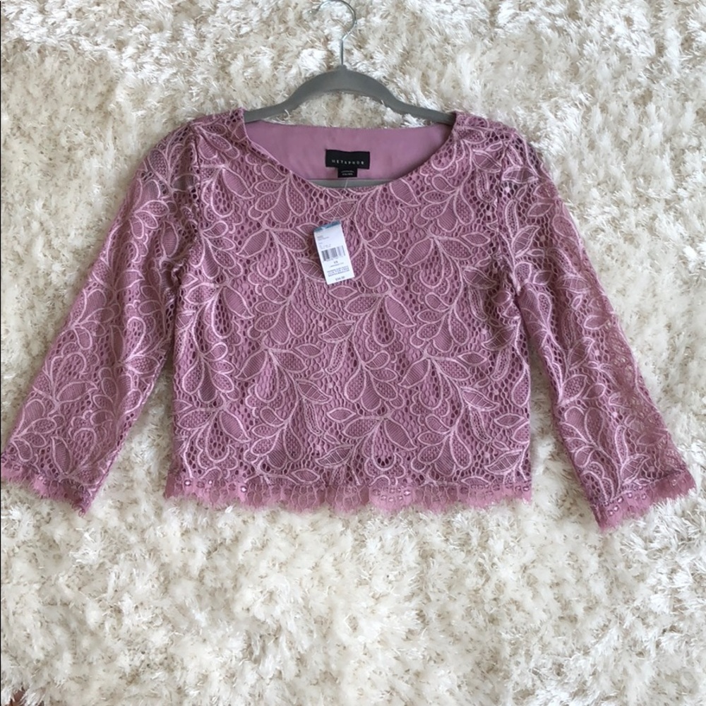 METAPHOR lace lilac crop top